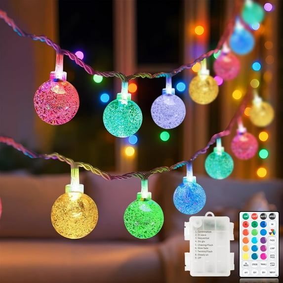 Lights Battery Operated 33ft 80LED String Lights with Remote Waterproof Indoor Outdoor Hanging Decorative Christmas Lights for Home Party Patio Garden Wedding
