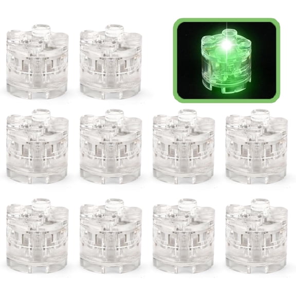 Lights Bricks, 10PCS 2x2 Round Light Up Bricks Accessories Kits, Classic Transparent LED Accessories Pack, Parts Pieces Building Blocks Set Toys