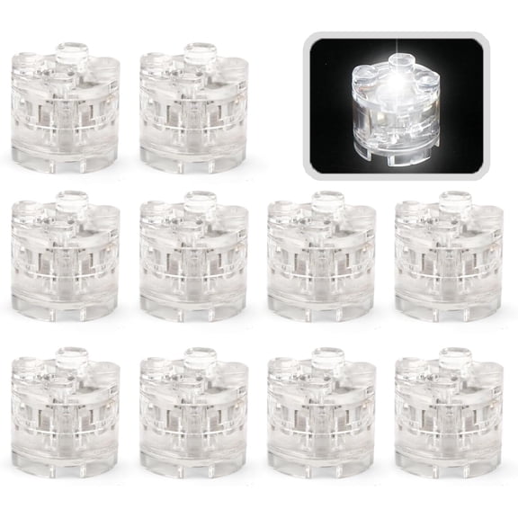 Lights Bricks, 10PCS 2x2 Round Light Up Bricks Accessories Kits, Classic Transparent LED Accessories Pack, Parts Pieces Building Blocks Set Toys