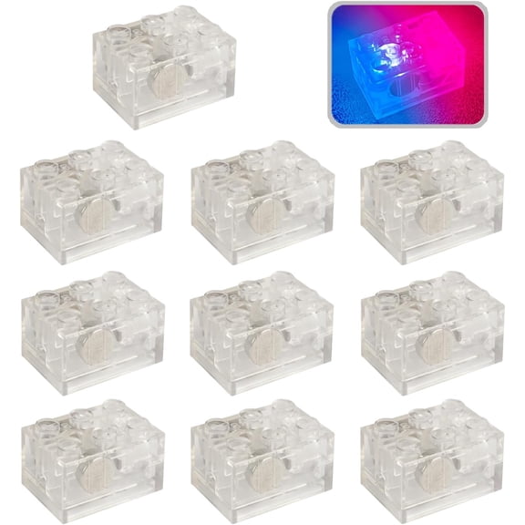 Lights Bricks, 10PCS 2x3 Classic Light Up Bricks Accessories Kits, Transparent LED Accessories Pack, Parts Pieces Building Blocks Set Toys