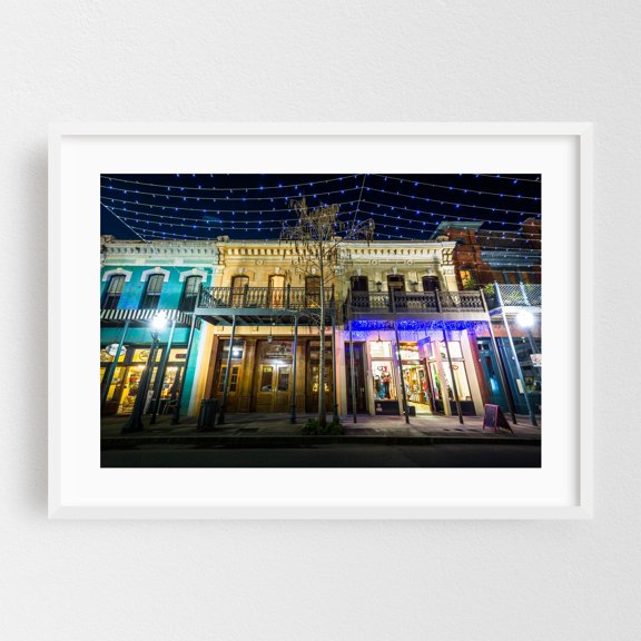Lights on Dauphin - Mobile Alabama Photography Street Photography Cityscape Architecture Nightlife Vintage Neon Sign City White Framed Wall Art Print 5 x 7 inches