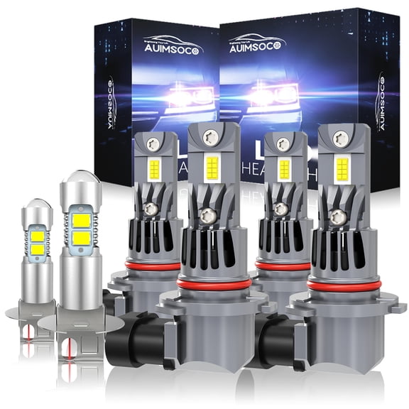 Lights Fit For Audi 90 Quattro 1995: LED Front Headlights High Low Fog Light, 9005 High Beam Headlight, 9006 Low Beam, H3 Fog Light, 6500K White, 6-Pack