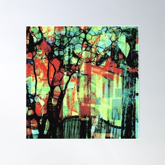 Lights In The Forest Poster Wall Art, Modern Wall Decor, 16x16 UNFRAMED