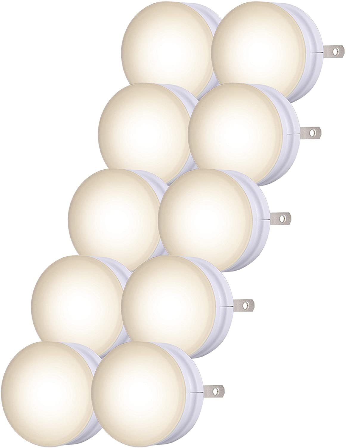 Warm White Mini LED Plug-in Night Lights, 10 Pack