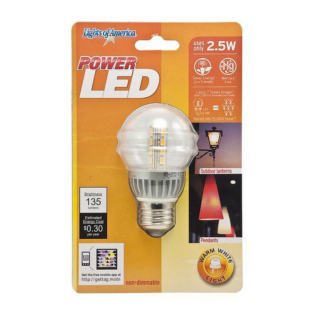 Lights Of America 24261 2426LEDLF3 G16 Globe LED Light Bulb