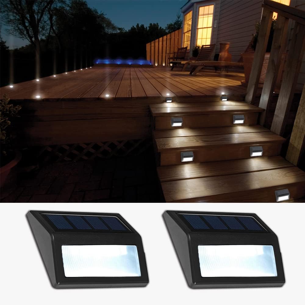 Lights Outdoor, Waterproof Solar Powered Deck Step Lights for Patio ...