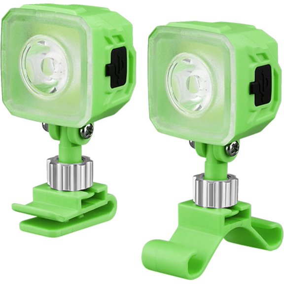 Lights for Shoes 2pcs, Rechargeable Headlights, Head Adjustable, 5 Light Modes Lights, Light Up Charm Accessories for Kids Adults Shoes, Suitable for Hiking, Camping(Green)