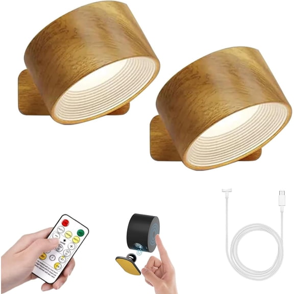 Lights of Sweden Wall Lamps, Lightsofsweden Infinity Table Lights, LED Wireless Rechargeable Wall Mounted Sconces with 3 Color Temperatures & Brightness for Bedroom Bedside Reading Decor (Natural * 2)