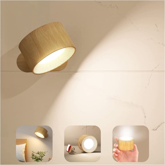 Lights of Sweden Wall Lights, Rechargeable Wall Mounted Sconces with 1200mah Battery, Living Room Gadgets, LED Wall Lightswith 3 Color Temperatures & Brightness for Bathroom, Living Room, Kitchen