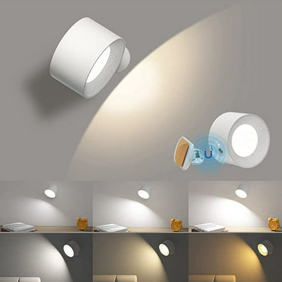 Lights of Sweden Wall Lights, Rechargeable Wall Mounted Sconces with 1200mah Battery, Living Room Gadgets, LED Wall Lightswith 3 Color Temperatures & Brightness for Bathroom, Living Room, Kitchen