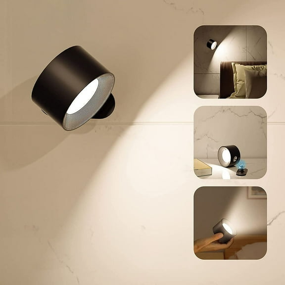 Lights of Sweden Wall Lights, USB Rechargeable Wall Mounted Sconces, Living Room Gadgets, LED Wall Lights, Portable Adjustable Night Light Magnetic Suction Cabinet Light for Bathroom, Living