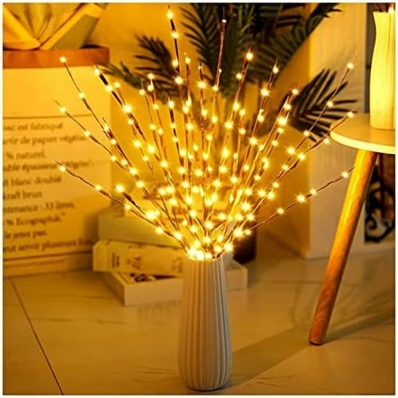 Lights Twig - 60 LED Waterproof & Battery Operated Branch Lights for Vases, Magical Light Up Twigs for Create Christmas Ambience and Lighting Up Dark (3 Pack, Warm Yellow)$$