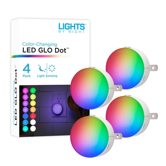 Lights by Night LED Night Light, Light Sensing, Color Changing, 4 pack