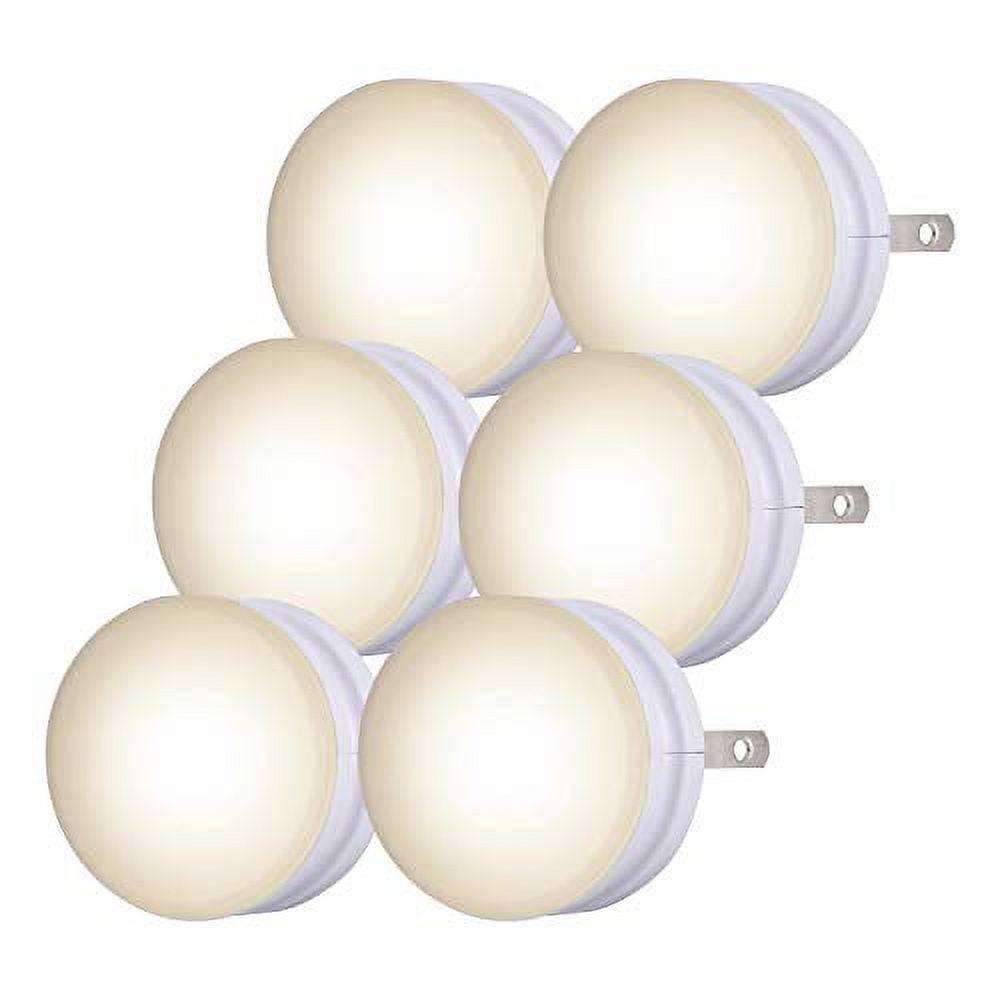 Compact White LED Night Light Bulbs for Nursery, 6 Pack