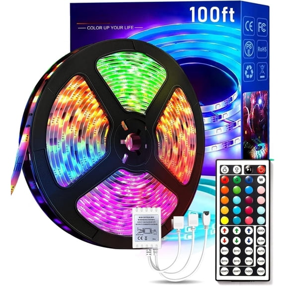 Lights for  100 ft, Color Changing  Strip Lights with 44-Key Remote, 24   SMD2835 Tape Lights for , Room Decor, Indoor, IG, , DIY(44key Remote)