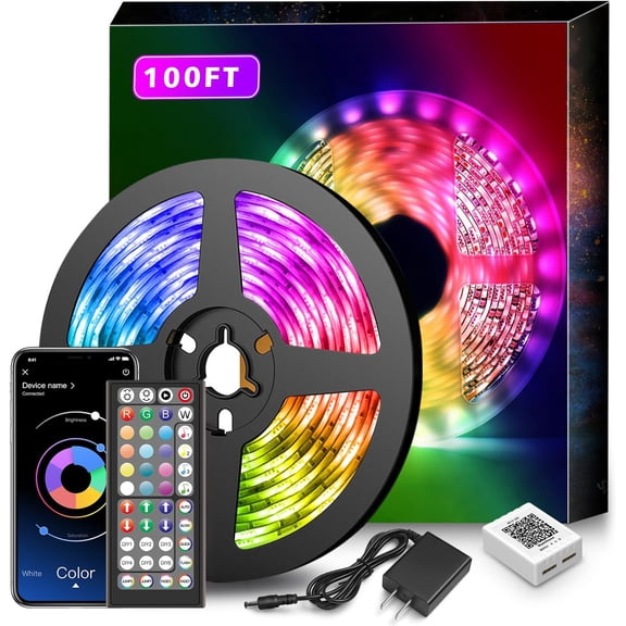 Lights for 100ft Music Sync Color Changing Strip Lights with Remote and App Control Built-in Mic for Party Room Decor Luces para Cuarto