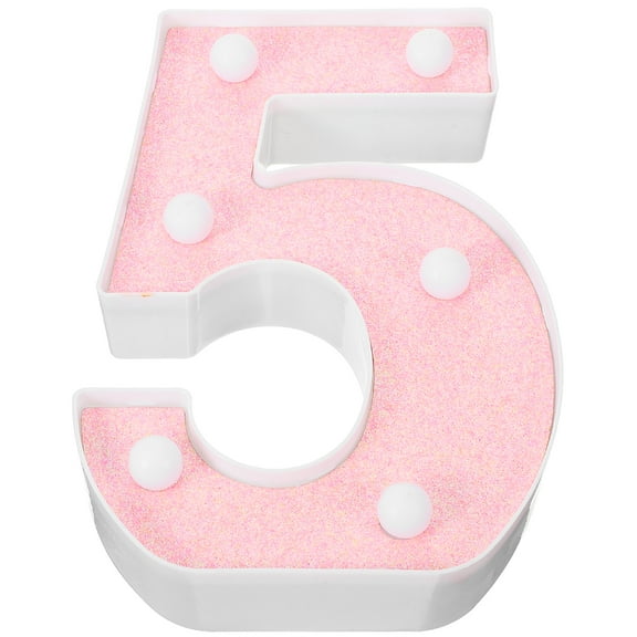 WASHWEPE Light-up Number 5 Lamp Pink Plastic 1Pack