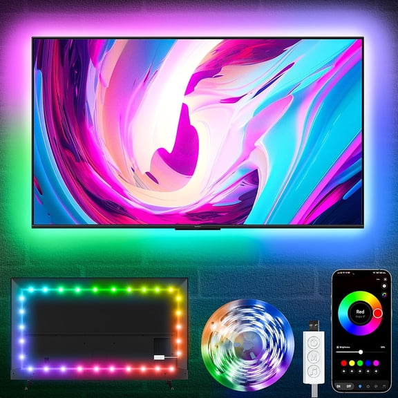 Lights for TV, 16.4ft TV Backlight for 45-75 Inch TVs TV Backlight Behind Music Sync APP & Button Control TV Strip Lights for /Gaming