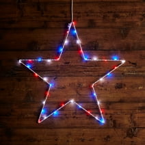 Lights4fun, Inc. 14” Red White & Blue Battery Operated Micro LED Star Light Hanging 4th July Decoration