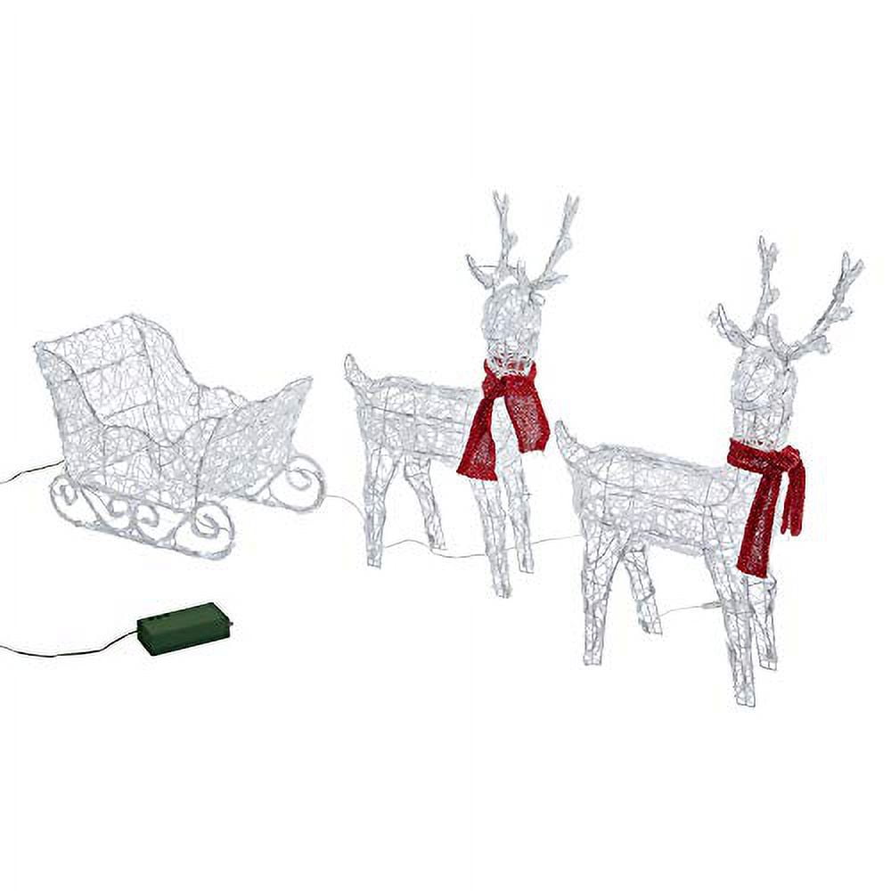 Lights4fun, Inc. Set of 2 Christmas Reindeer & Sleigh 2ft PreLit 240