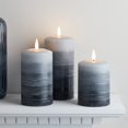 thumbnail image 1 of Lights4fun, Inc. Set of 3 TruGlow Distressed Gradient Gray Wax Flameless LED Battery Operated Pillar Candles with Remote Control, 1 of 2