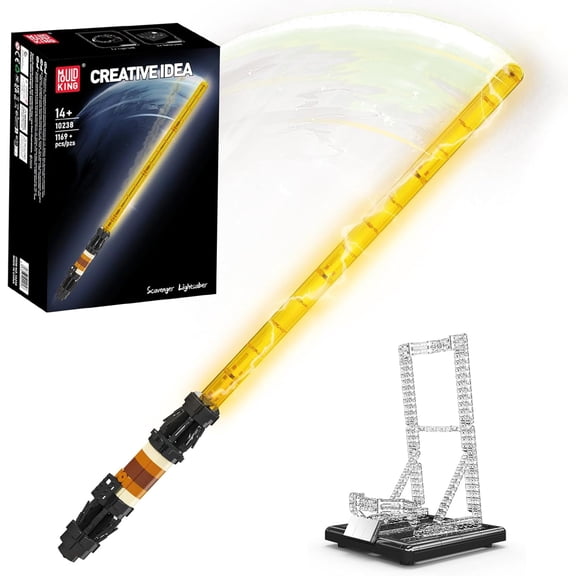 Lightsaber Building Set with Stand, Rechargeable LED Light Sword for Adult Birthday Thanksgiving Xmas Toys Gift Halloween Cosplay (1169 Pieces)