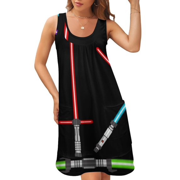 Lightsaber Sleeveless U-Neck Fake Two Piece Dress elegant dresses for women summer dress woman summer dress women 2024