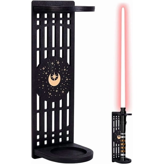 Lightsaber Walls Mount Rack Wood Wall Mounted Racks Black Rectangle Moon Pattern Vertical Lightsaber Wall Mount Most Lightsaber Displays Gift