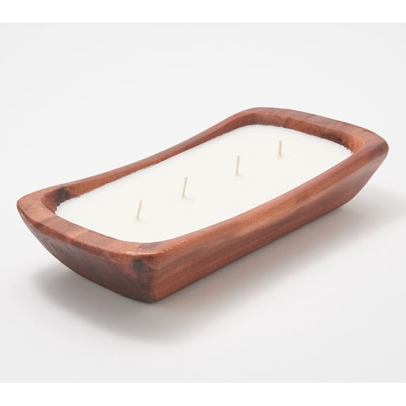 Lightscapes 18-oz 4-Wick Filled Wooden Bowl Candle