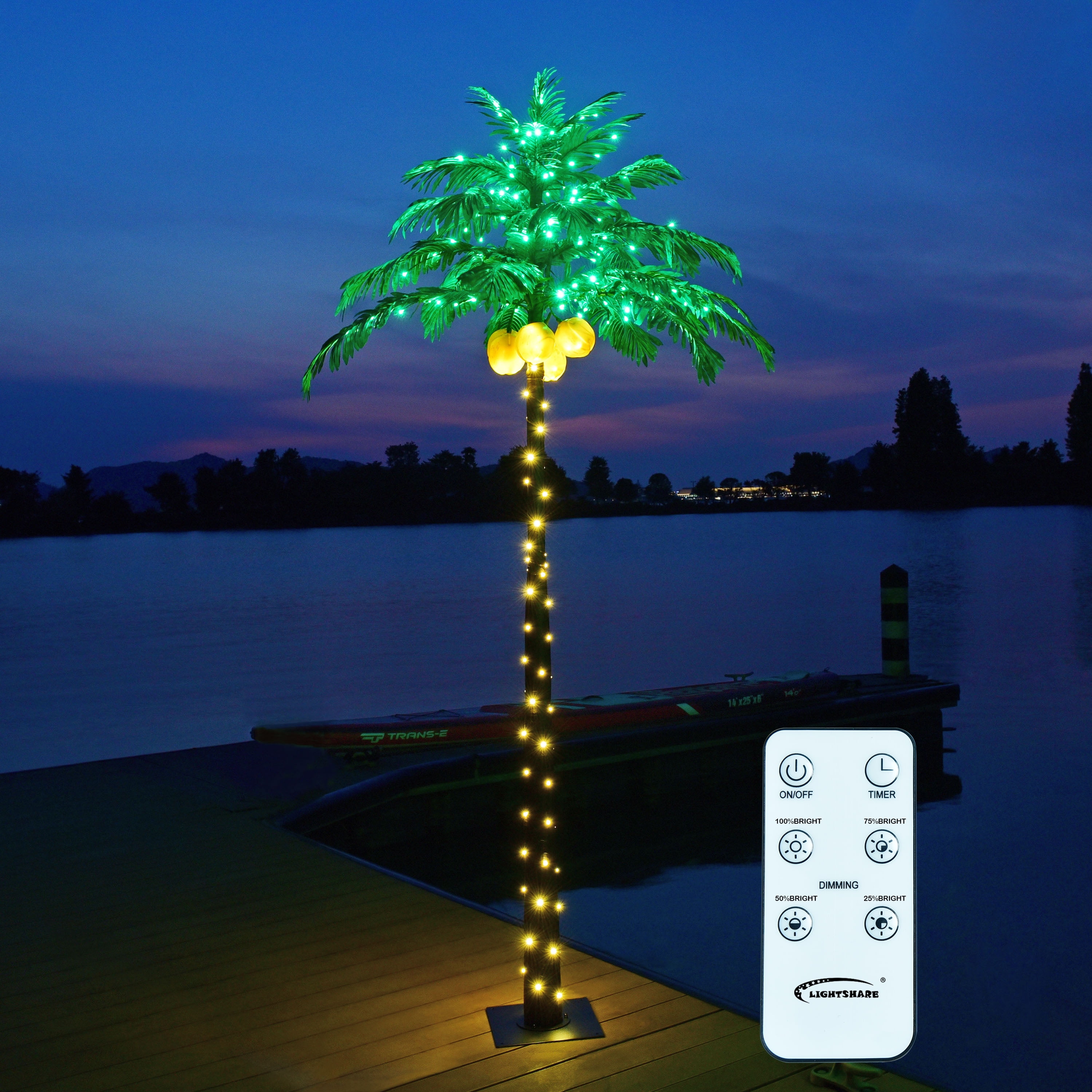 Lightshare Lighted Upgraded 8FT Artificial Lighted Palm Tree, 256 LED