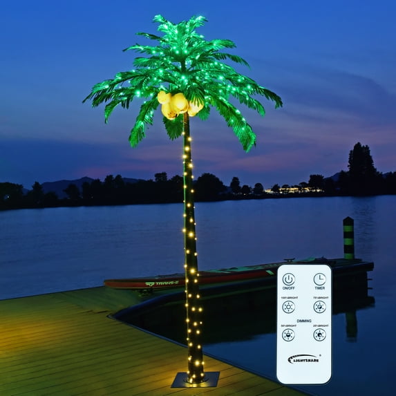 Lightshare Upgraded Lighted 9FT Artificial Lighted Palm Tree, 368 LED Lights, Decoration for Home,Party, Christmas, Nativity, Outside Patio