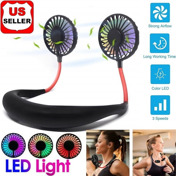 Lightsmax Hands-Free 3-Speed Portable Neck Fan