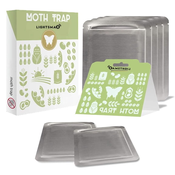 Lightsmax Pantry Moth Traps 6-Pack with Premium Pheromone Attractant, for Pantry & Drawers, Non-Toxic