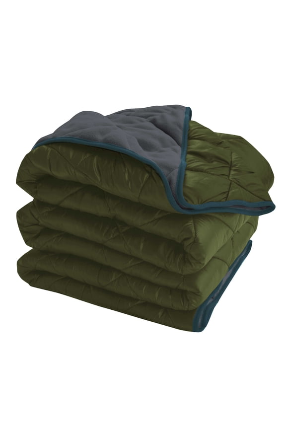 Lightspeed Outdoors Rugged Puffy Outdoor Blanket, Camping Blanket, Chive/Dark Gray