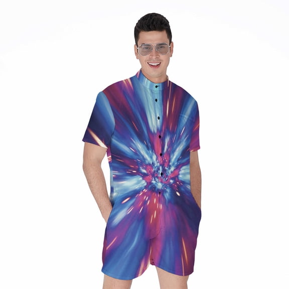Lightspeed Vortex Short Sleeve Men'S Rompers Casual Summer Jumpsuits Outfit