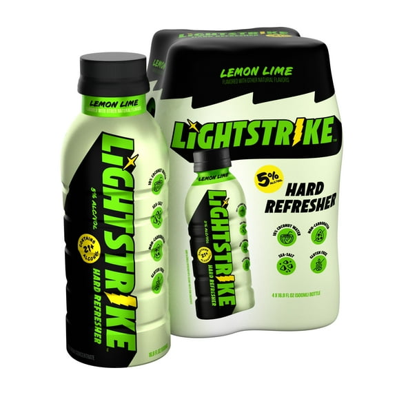 Lightstrike Hard Refresher - Lemon Lime 4 Pack, 16.9 fl oz Bottles, 5% ABV