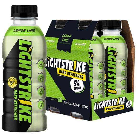 LIGHTSTRIKE Lightstrike Hard Refresher - Lemon Lime 4 Pack, 16.9 fl oz Bottles, 5% ABV — product image