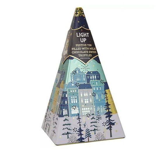 Lightup Pyramid Tin filled with Swiss Milk Chocolate Truffles