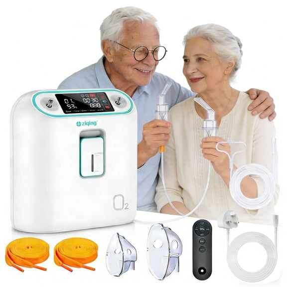Lightweight 1-8L Flow Concentrator for Family & Travel Portable Design with HD Touchscreen, Complete Mask Kit, Quiet Operation
