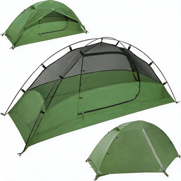 Lightweight 1-Person Backpacking Tent with Waterproof Polyester Rain Fly