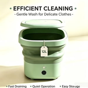 Lightweight 12L Foldable Mini Washer, Compact Portable Washing Machine with 3 Modes & Gentle Spin Dry, for Socks Towels Delicates Dorm RV Travel