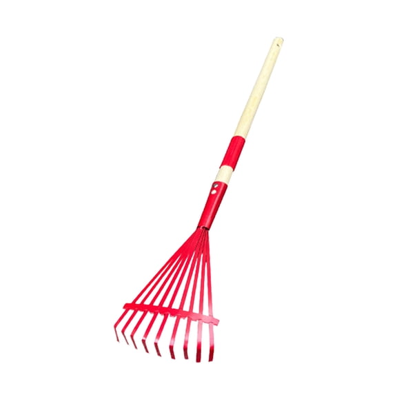 Lightweight 14-Teeth Hand Rake for Beach Combing, Zen Garden Landscaping and Sandbox Maintenance(Red-69CM)