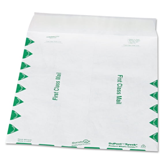 Lightweight 14 lb Tyvek Catalog Mailers, First Class, #12 1/2, Square Flap, Redi-Strip Closure, 9.5 x 12.5, White, 100/Box | Bundle of 2 Boxes