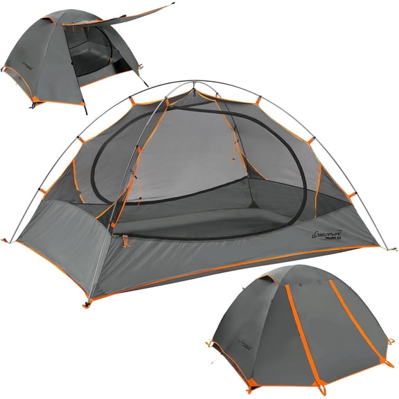 Lightweight 2 Person Waterproof Backpacking Tent Gray