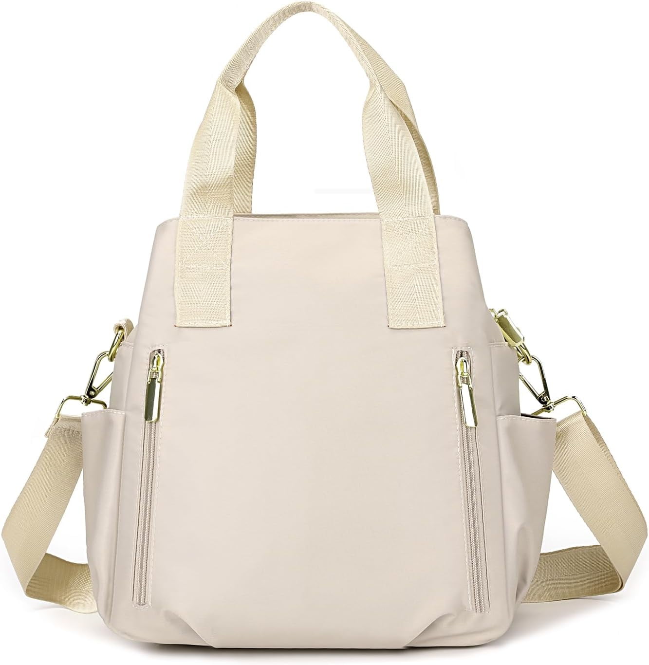 【BIG size】3way bag／beige Lightweight 3 Compartments Crossbody Bag for Women Triple Zip Top