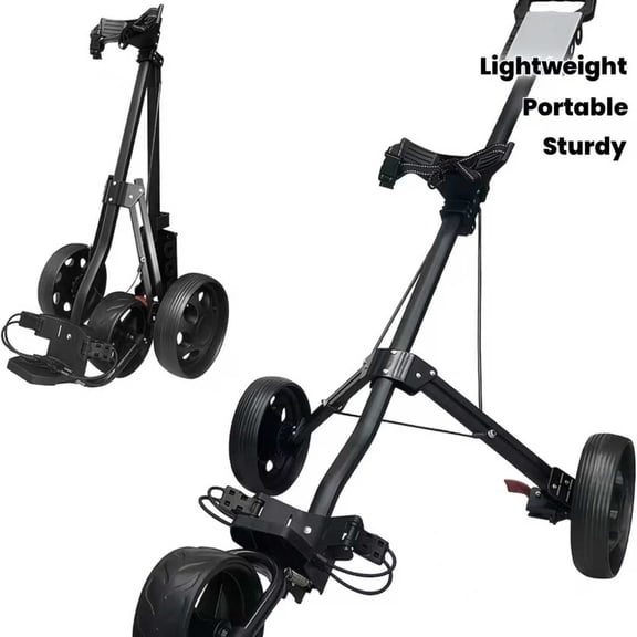 Lightweight 3-Wheel Golf Push Cart, Foldable Portable Golf Bag Trolley with Scorecard Holder, Quick-Fold Design, Secure Straps, Sturdy Wheels for Golf Course