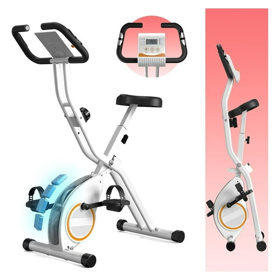 Lightweight 33LB Foldable Exercise Bike for Small Apartments, Stationary Bikes for Home Workout, Indoor Portable Cycling Bike with 16-Level Magnetic Resistance, 260LBS Capacity, 5.5 LBS Flywheel