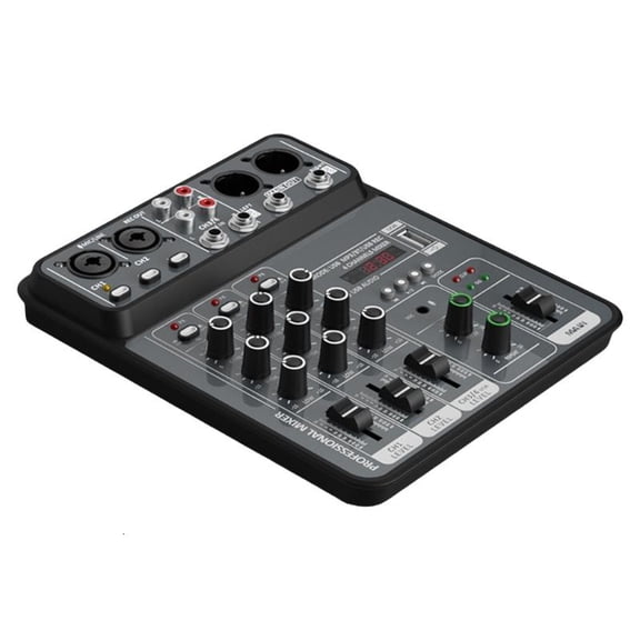 Lightweight 4-Way USB Mixer 4CH Mixing Console with Built In Headphone Output Supports Real Time Monitoring