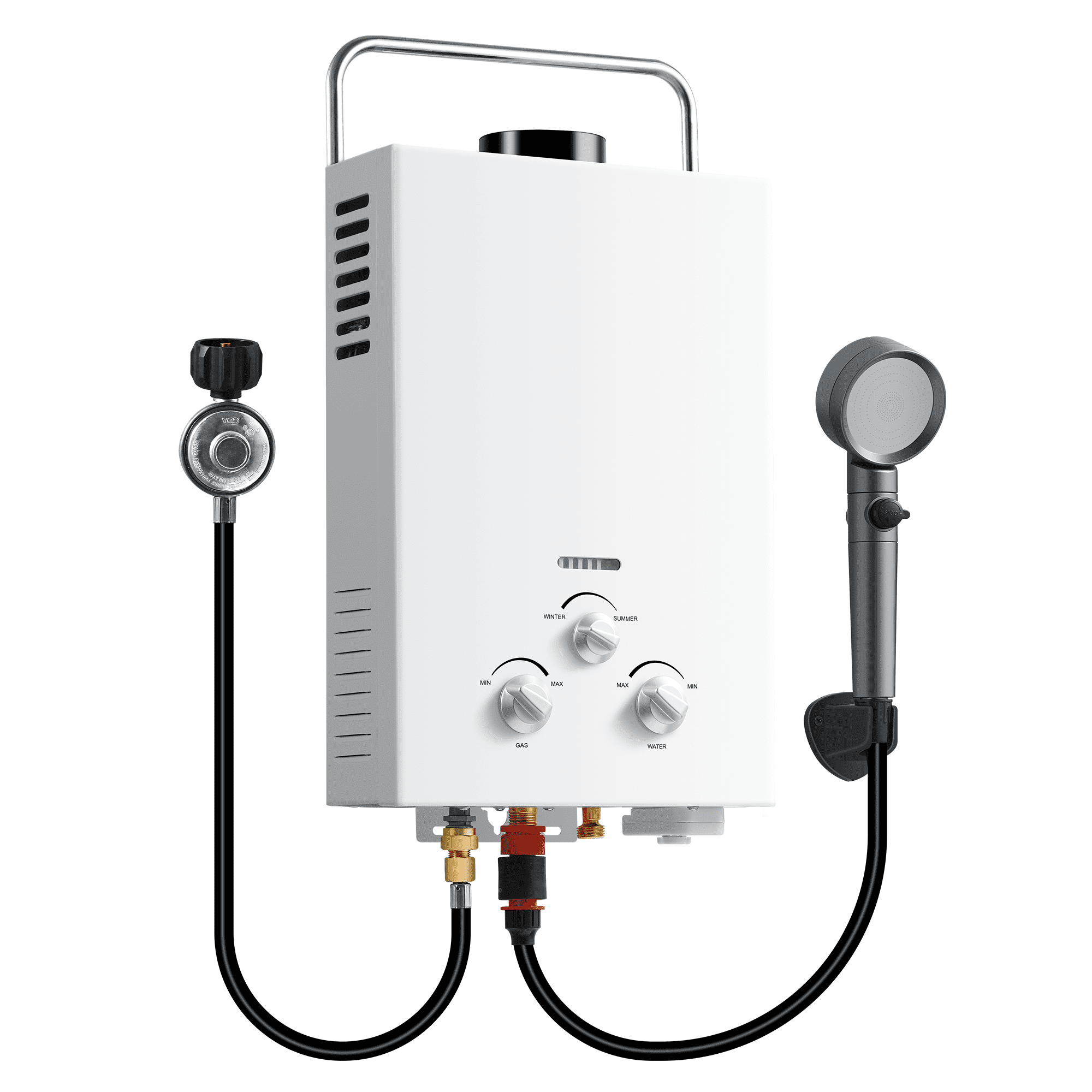 Lightweight 6L Tankless Water Heater, 1.58GPM 40K BTU, Outdoor Instant Hot Water for Cabin/Camping, White