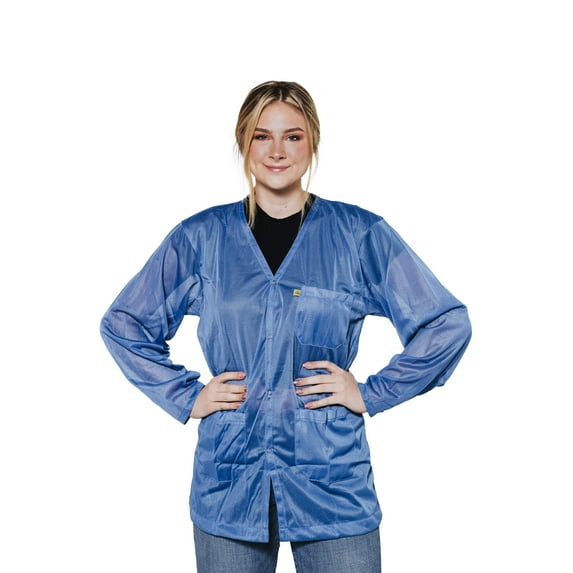 Lightweight 8812 Fabric, V-Neck Collar, Snap Cuff ESD Jacket